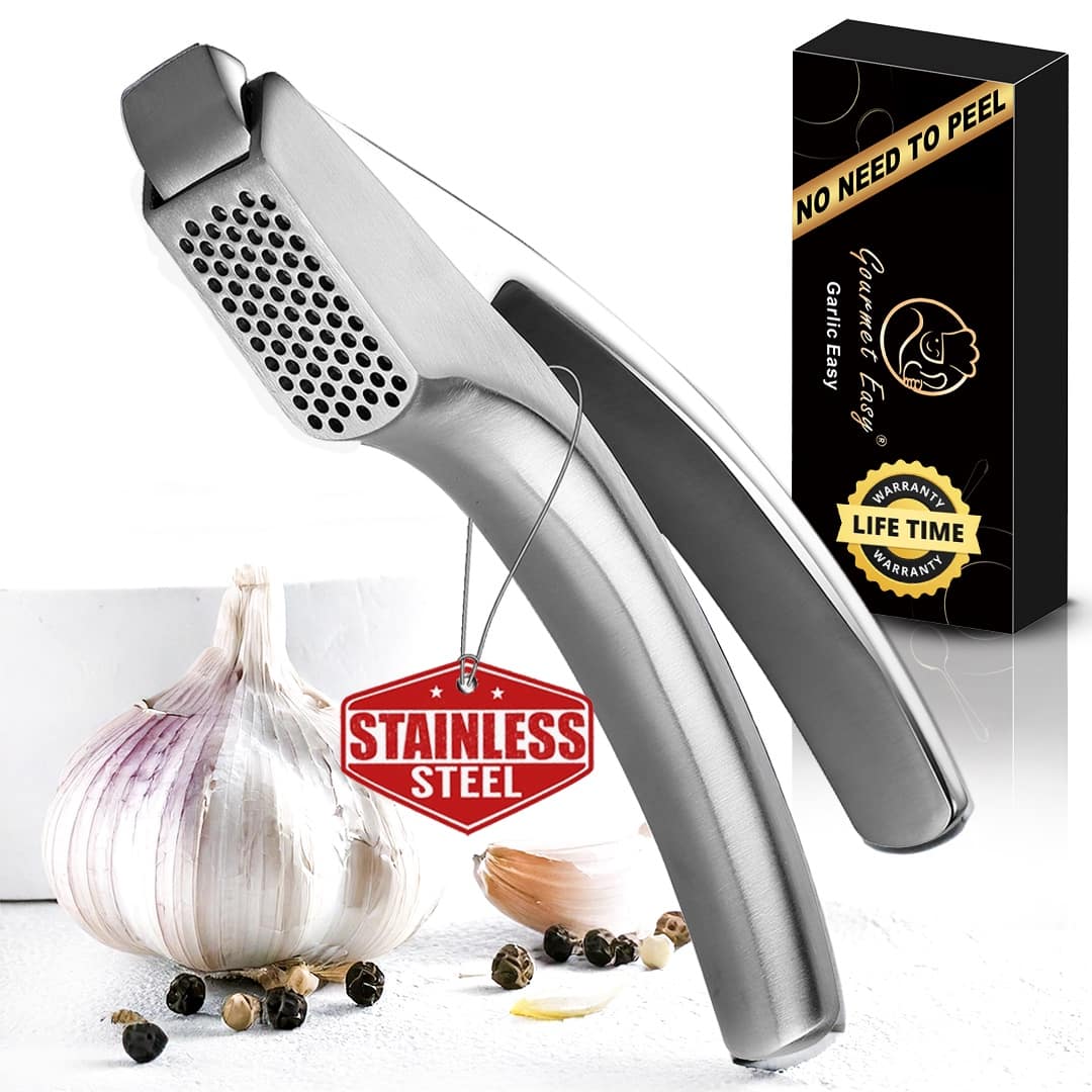 Gourmet Easy - No Peeling Required Garlic Press with Detachable Handle for Fine Mincing-Premium Garlic Mincer Tool - Stainless Steel price history on PriceWatchPro