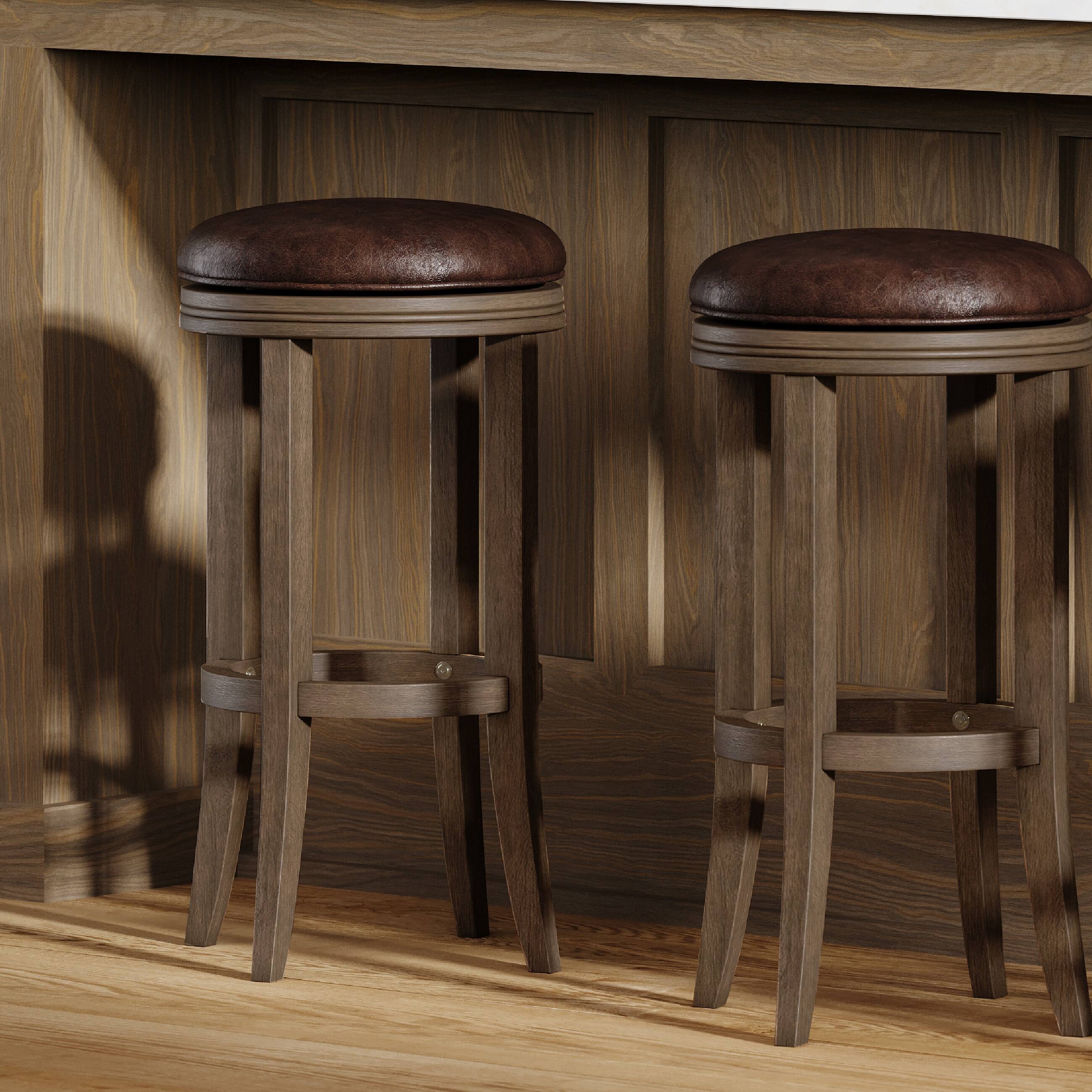 Angle. Maven Lane - 31' Eva Bar Stool in Walnut Finish with  Vegan Leather - Walnut.