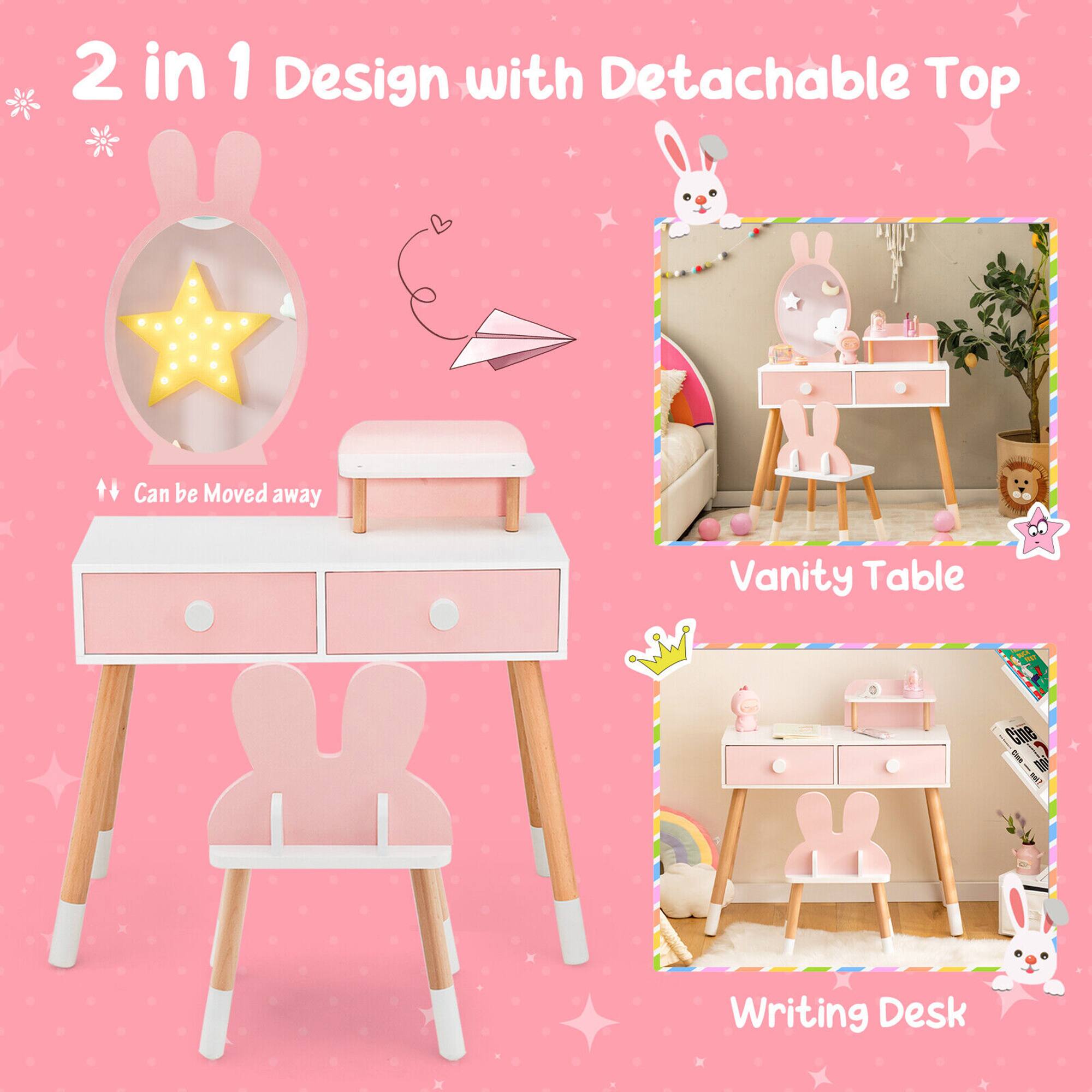 2 in 1 Design with Detachable Top

Can be Moved away

Vanity Table

Writing Desk