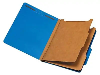 Front. Pendaflex - Pressboard Classification Folder, 2-Dividers, 2 1/2" Expansion, Letter Size, Dark Blue, 10/Box - Dark Blue.
