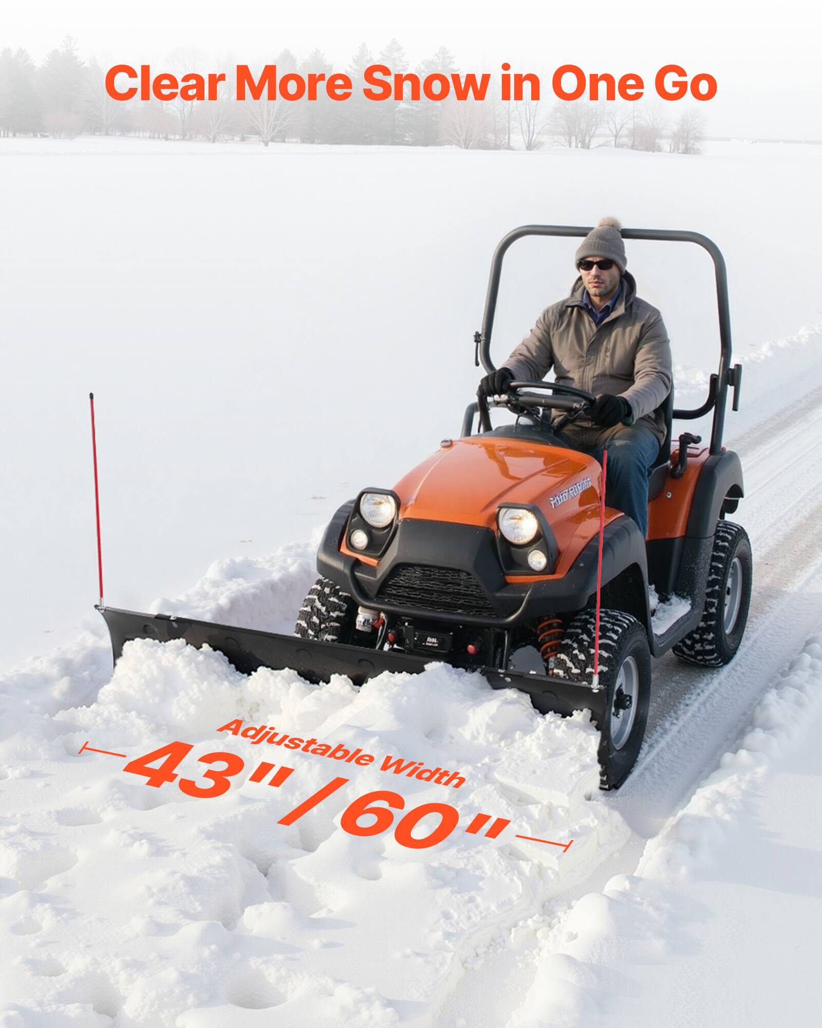 Clear More Snow in One Go

Adjustable Width 43" / 60"