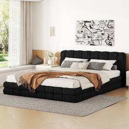 LUCKY ONE - Queen Size Upholstered Platform Bed - Black
