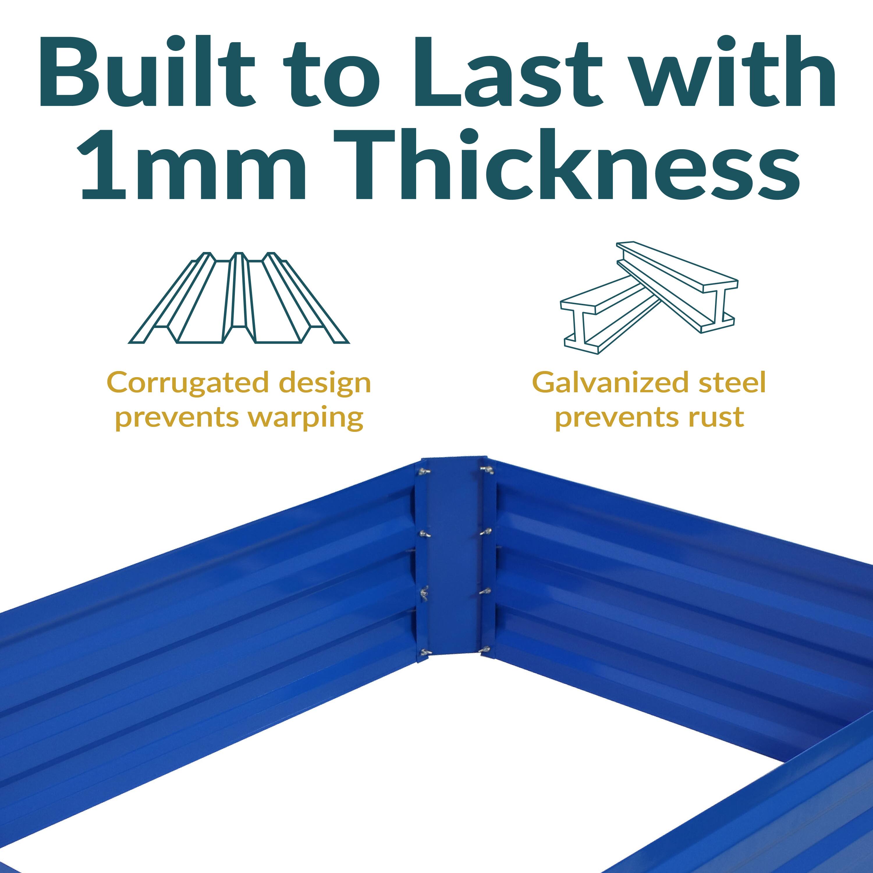 Built to Last with 1mm Thickness

- Corrugated design prevents warping
- Galvanized steel prevents rust