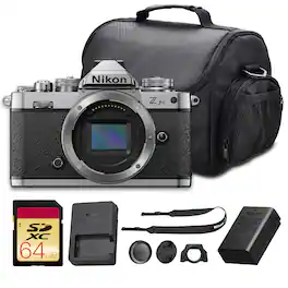Nikon - Z fc Mirrorless Digital Camera + Camera Bag + 64GB Memory Card - Silver