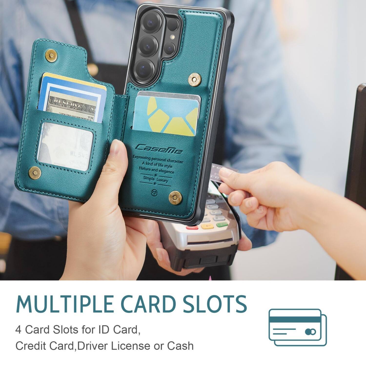 RESERVE M  
Caseme Expressing personal character  
A kind of life style  
Nature and elegance  
Simple Luxury  

MULTIPLE CARD SLOTS  
4 Card Slots for ID Card, Credit Card, Driver License or Cash