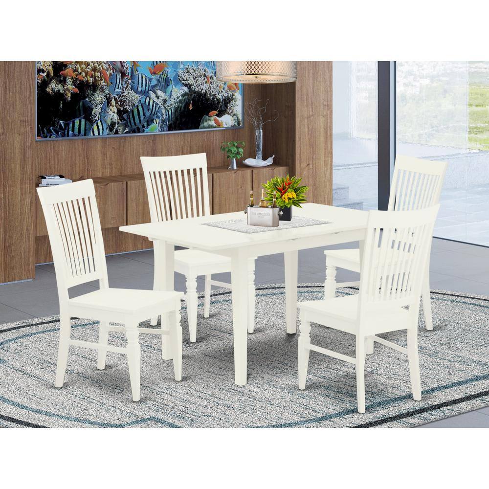 Left. East West Furniture - Dining Table- Dining Chairs - Brown.