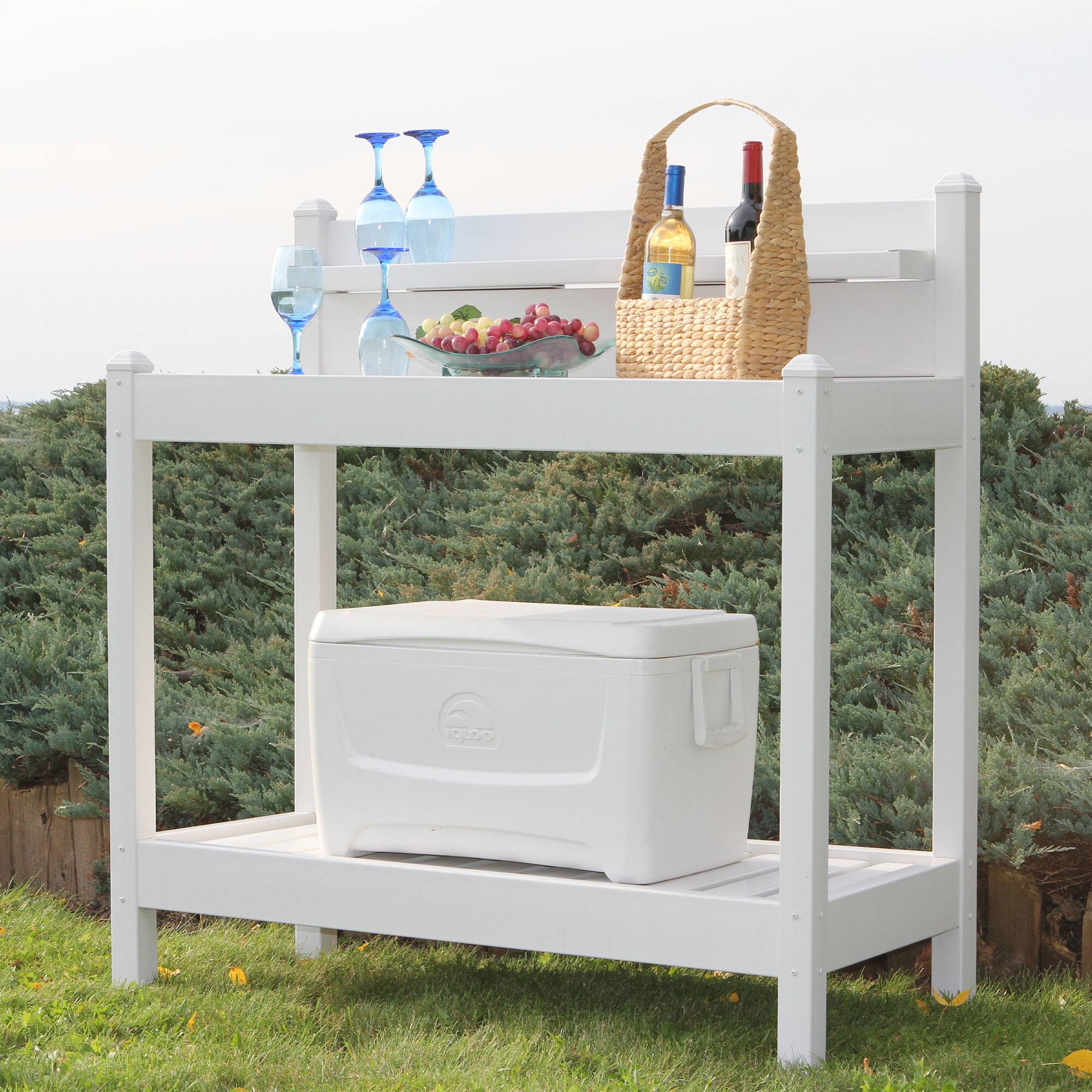 Alt View 5. Dura-Trel - Dura-Trel Greenfield Outdoor Table Potting Bench for Gardening Supplies, White - White.
