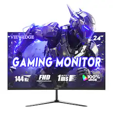 Front. Viewedge - Viewedge 24 Inch Gaming Monitor FHD 144hz, VA 1ms 1080p 100% sRGB, HDMI & VGA Port, Support Wall Mount - Black.