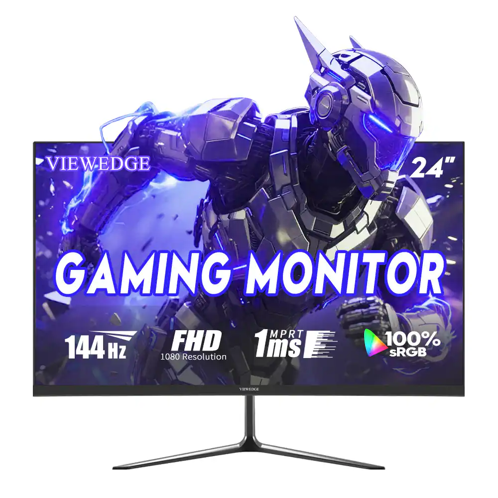 Front. Viewedge - Viewedge 24 Inch Gaming Monitor FHD 144hz, VA 1ms 1080p 100% sRGB, HDMI & VGA Port, Support Wall Mount - Black.