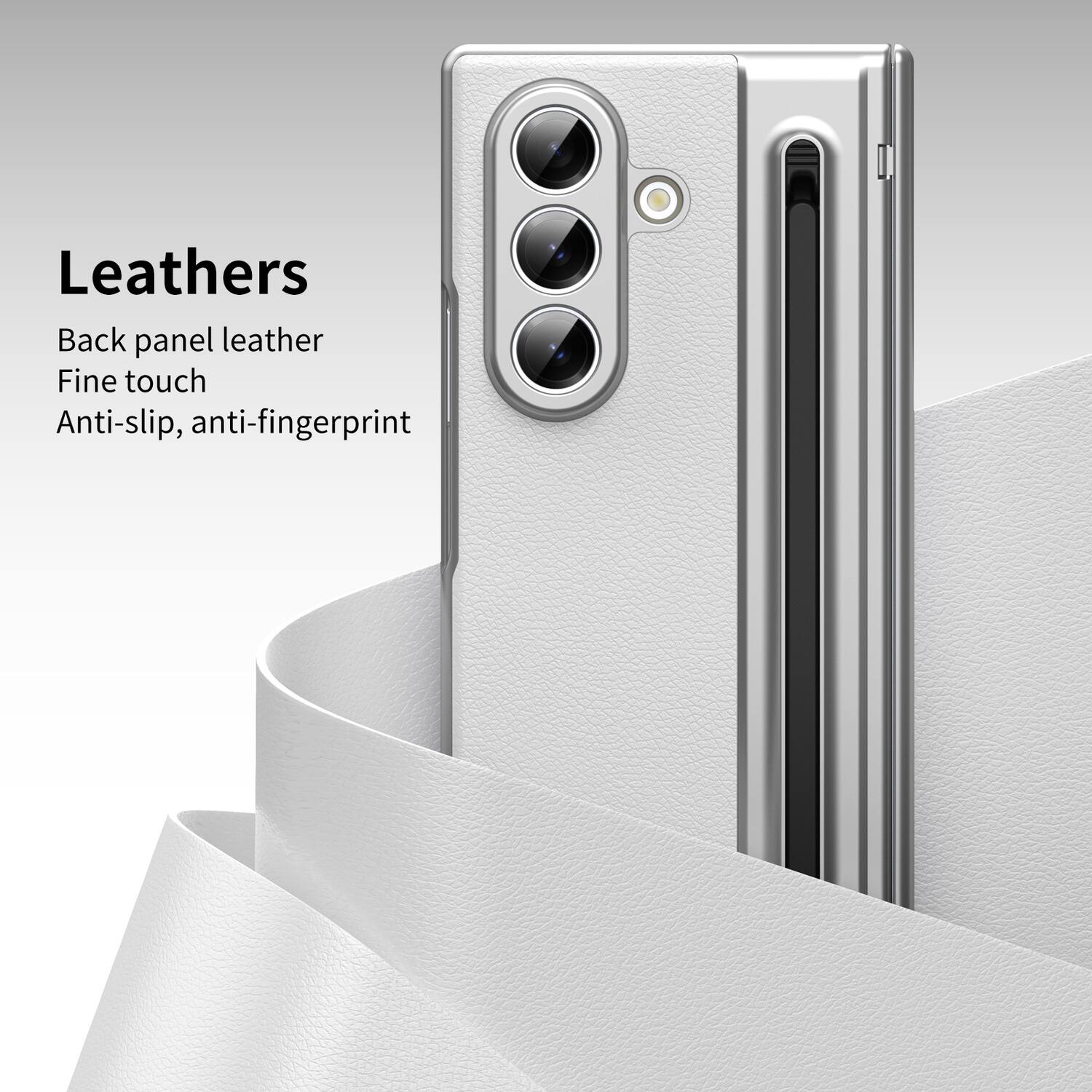 Leathers  
Back panel leather  
Fine touch  
Anti-slip, anti-fingerprint