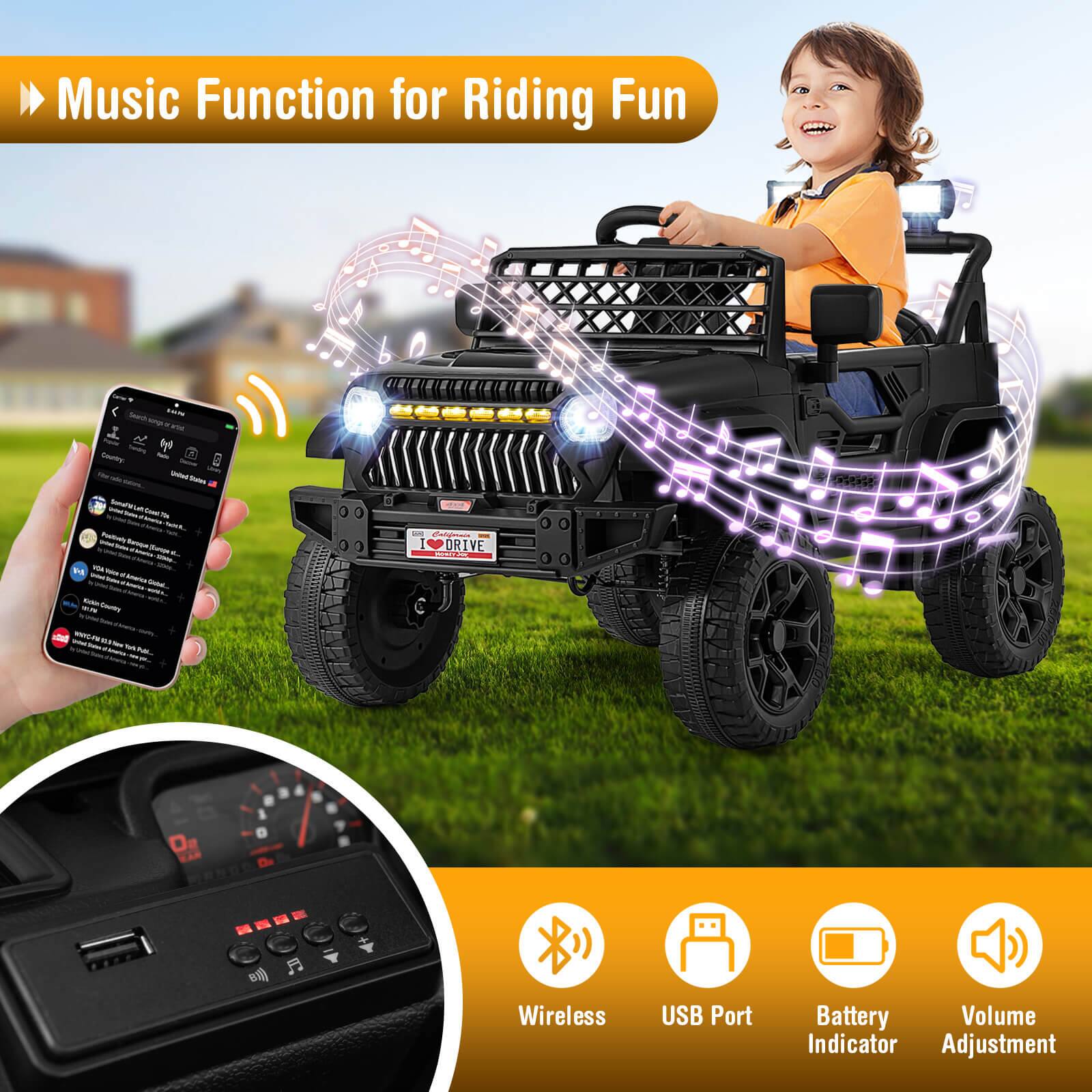 Music Function for Riding Fun

- Wireless
- USB Port
- Battery Indicator
- Volume Adjustment