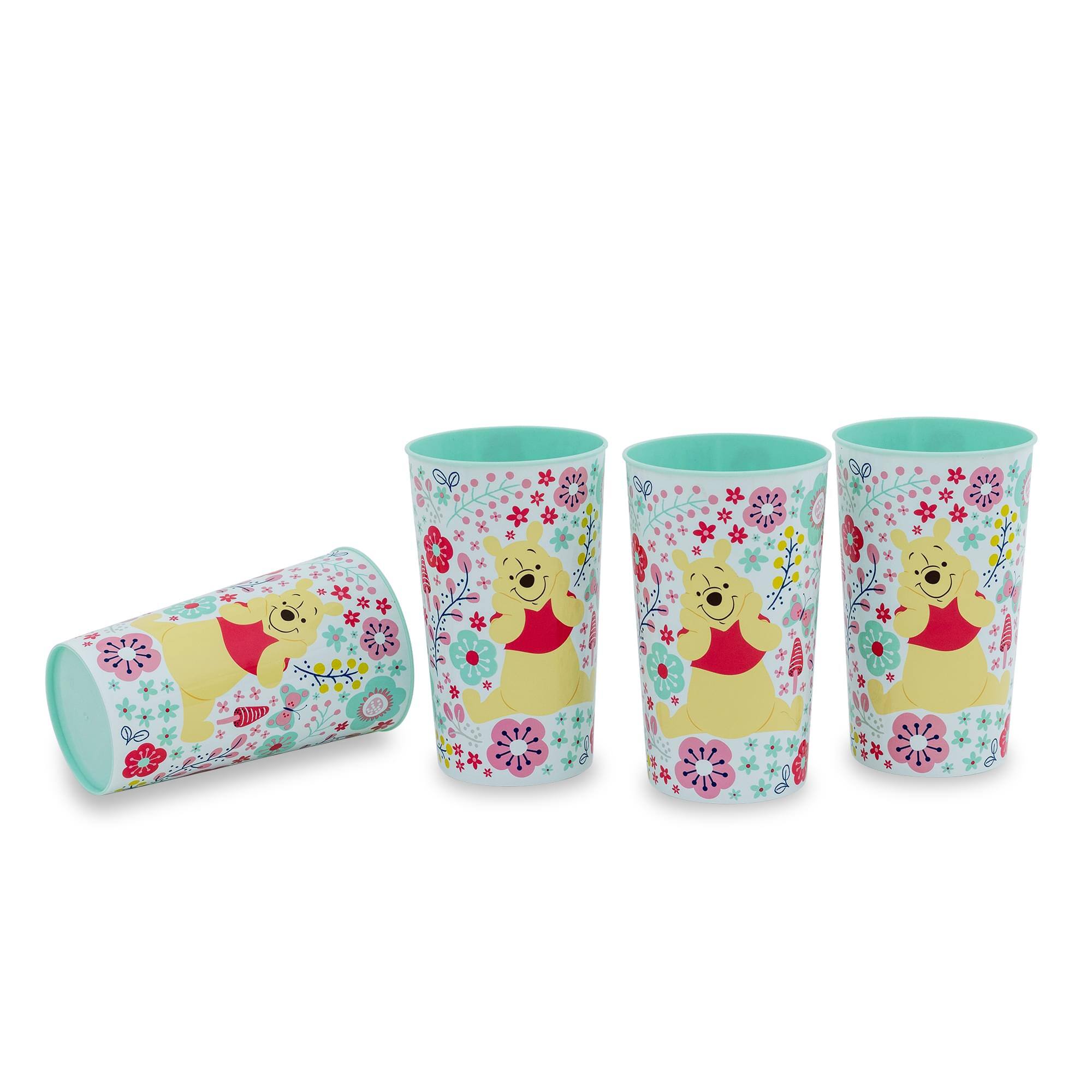Alt View 1. Silver Buffalo - Disney Winnie The Pooh Flowers 22-Ounce Plastic Cups | Set Of 4 - White.