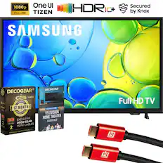 1080p One UI FULLHD TIZEN Secured HDR10+ by Knox SAMSUNG DECOGEAR CME DECOGEAR CPS BUNDLE CPS PREMIUM R CPS 12 MONTH CPS BEGINNER'S GUIDE SHLL PROTECTION TELEVISION 1 HOME THEATER EXCLUSIVE ESSENTIALS 2 DECO GEAR INCLUDES CABLES HDMI 2 PLAN PREMIUM PROTECTION Full HD TV
