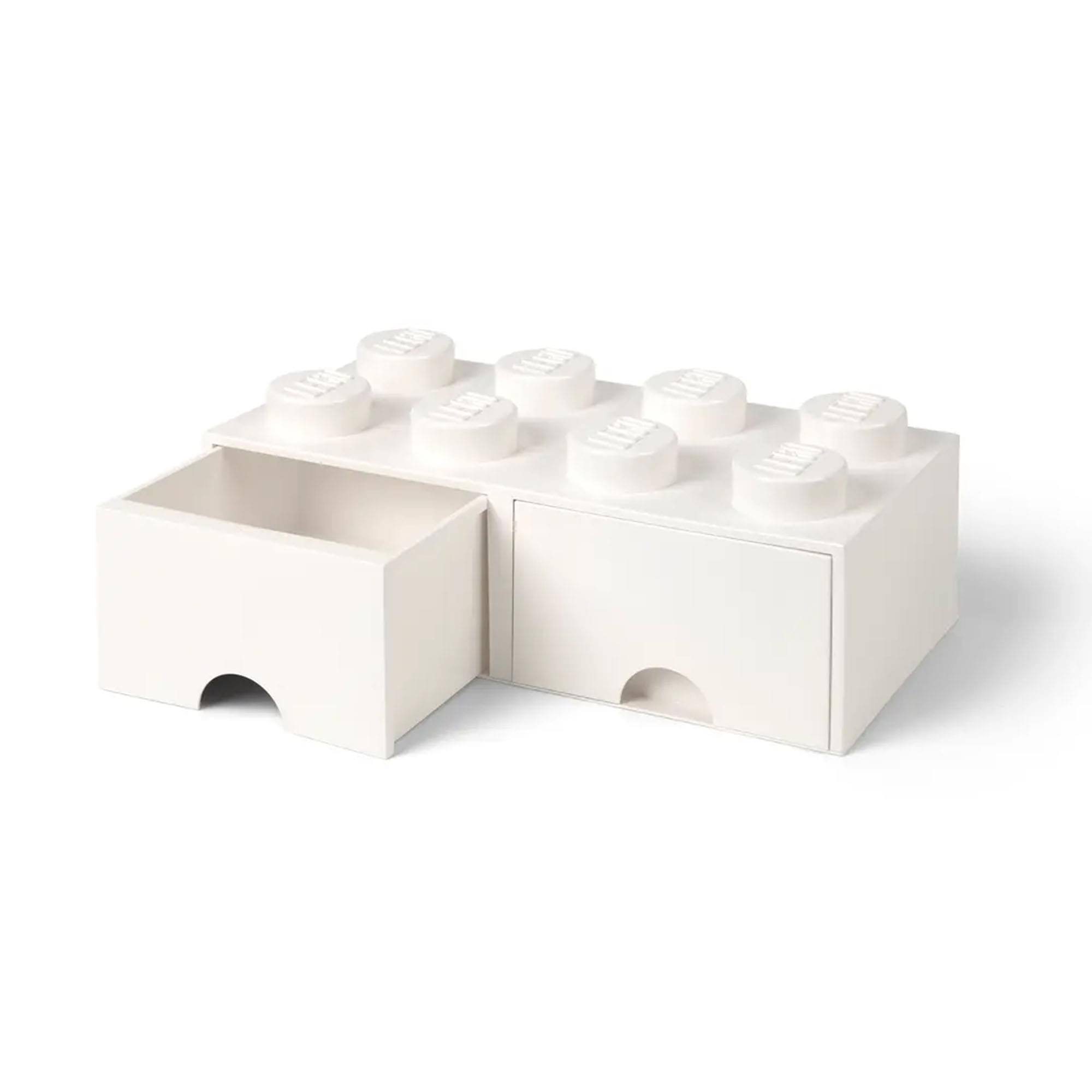 Alt View 10. Room Copenhagen - LEGO Brick Drawer, 8 Knobs, 2 Drawers, Stackable Storage Box, White - White.