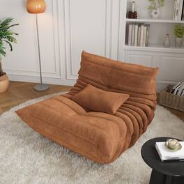 Jojoka - Bean Bag Chairs for Adults, Memory Foam Single Floor Sofa with Suede-Like Fabric - Brown