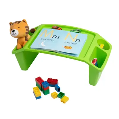 Mind Reader Kids Lap Desk, Activity Tray, Drawing, Stackable, Portable, Plastic, 22.25"L X 10.75"W X 8.5"H, Set Of 2, Blue