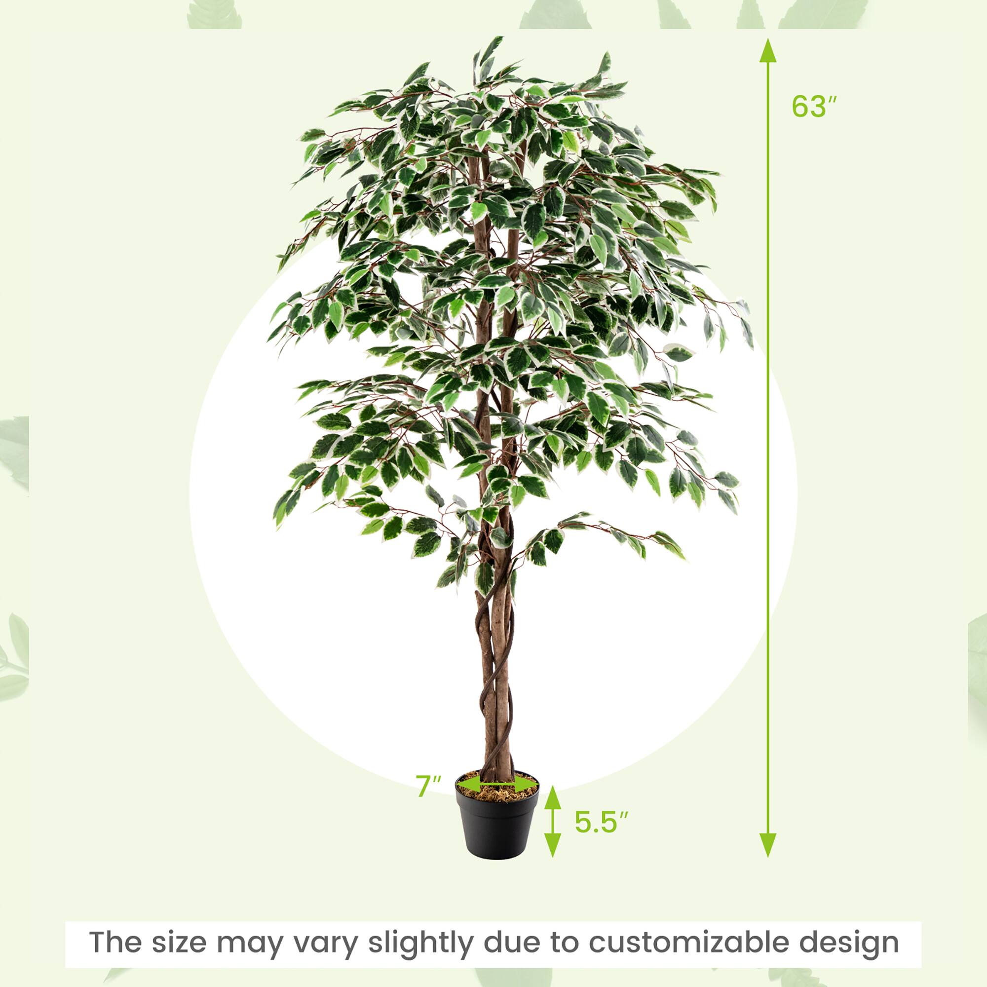 M 63" 7" 5.5"  
The size may vary slightly due to customizable design