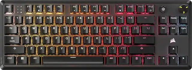The image shows a close-up of a colorful keyboard with a rainbow theme. The keys are arranged in rows, and the text on the image is grouped as follows:
1. Esc
2. T
3. F1
4. F2
5. F3
6. F4
7. F5
8. F6
9. H
10. N
11. F7
12. F8
13. F9
14. F10
15. F11
16. F12
17. 1
18. 2
19. 3
20. 4
21. $
22. 5%
23. 6
24. A
25. 7
26. 8
27. 9
28. (
29. )
30. -
31. +
32. Ins
33. Home
34. PgUp
35. Q
36. W
37. E
38. R
39. T
40. Y
41. U
42. I
43. O
44. P
45. [{
46. \
47. Del
48. End
49. PgDn
50. CAPS
51. A
52. S
53. D
54. F
55. G
56. H
57. J
58. K
59. L
60. ;
61. Z
62. X
63. V
64. N
65. M
66. <
67. >
68. ?
69. K7
70. Ctrl
71. Alt
72. Fn