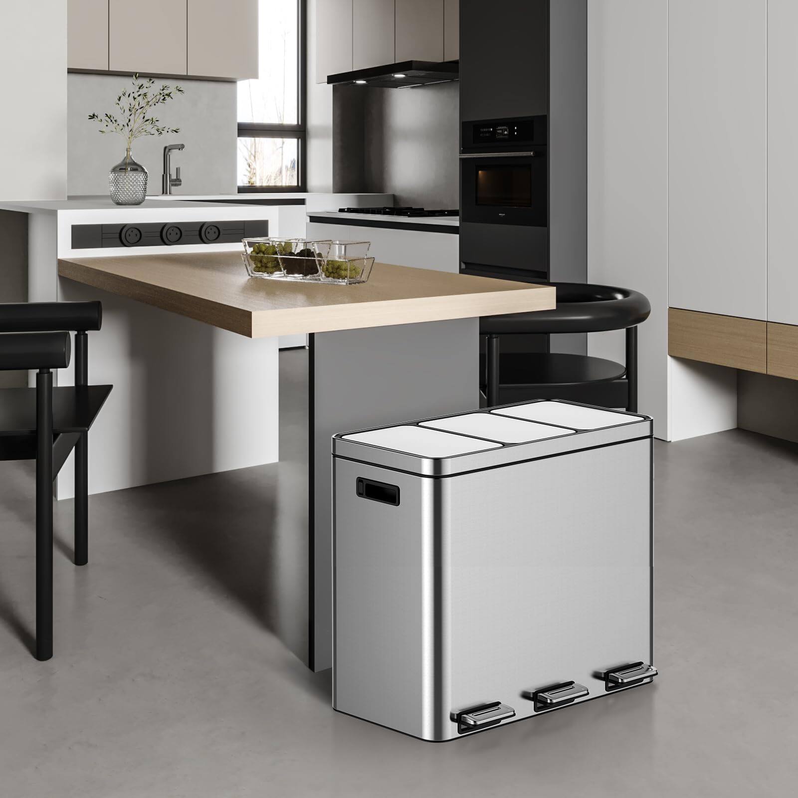 Alt View 1. Acekool - Trash Can, Stainless Steel Step Trash Can with Soft-Close Lid, Hands-Free Pedal.