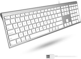 Macally - Ultra Slim USB Wired Computer Keyboard - Compatible Apple Keyboard or Windows - Full Size with 20 Mac Keyboard - Silver