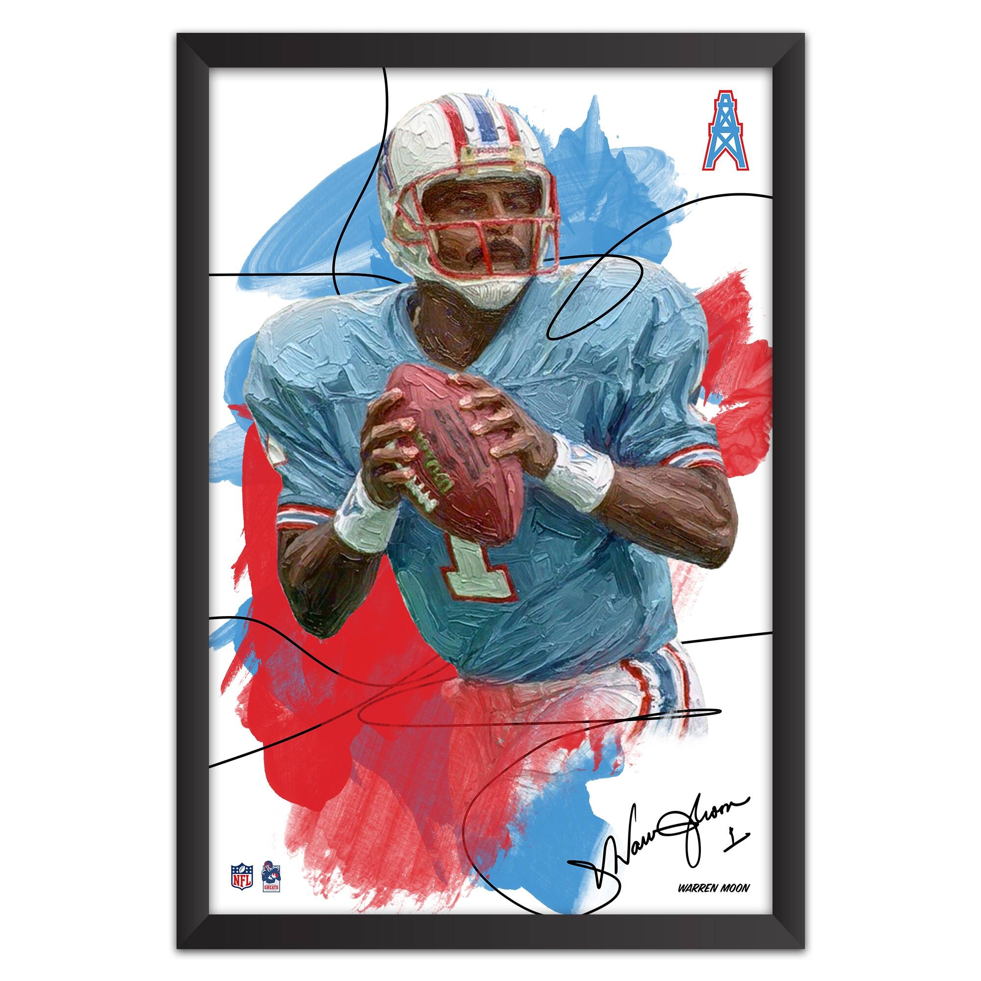 Warren Moon Tennessee Titans 27" x 39" Brush Stroke Player Framed Art Print