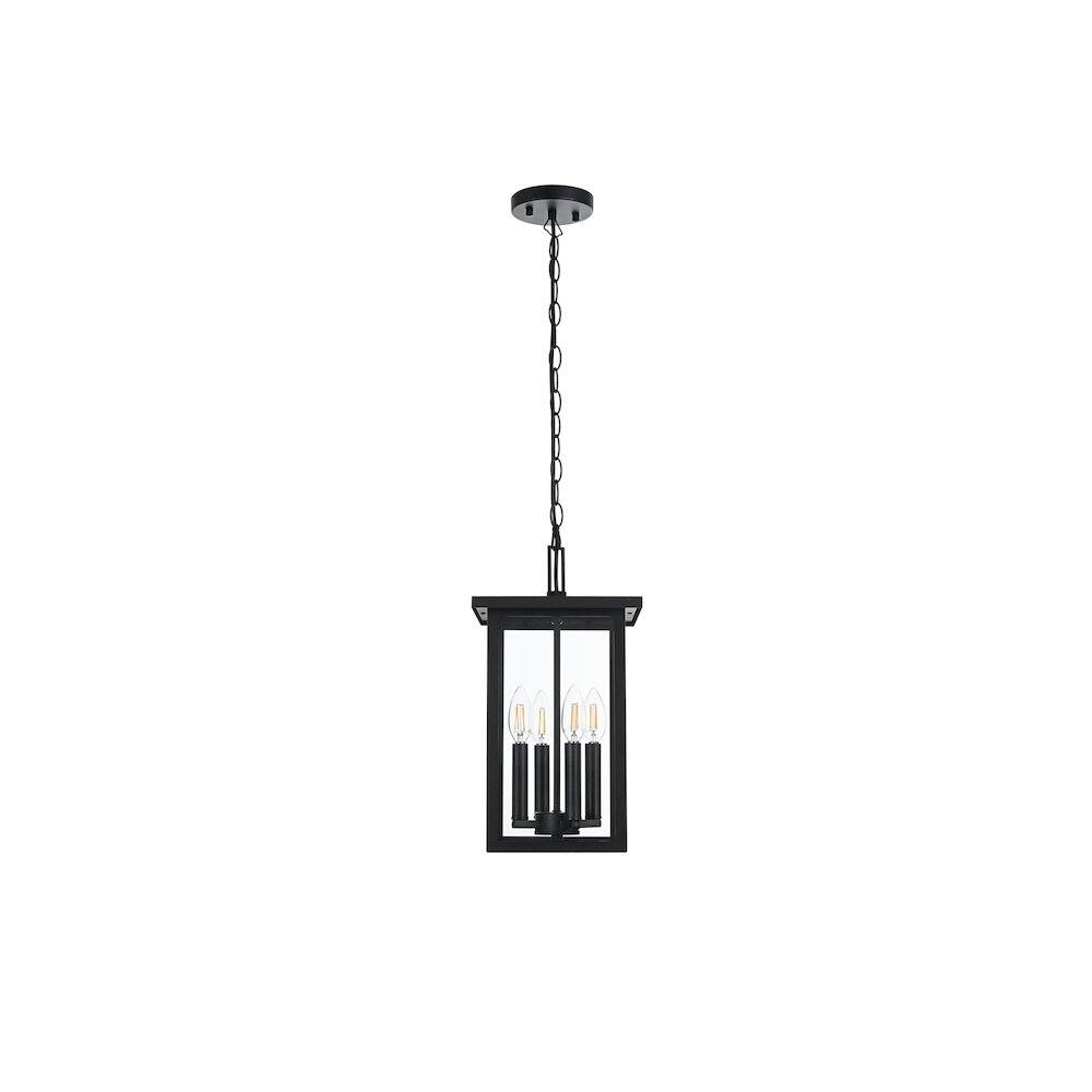 Back. Elegant Lighting - Sheridan 7 inch Outdoor Pendant in Black - Black.