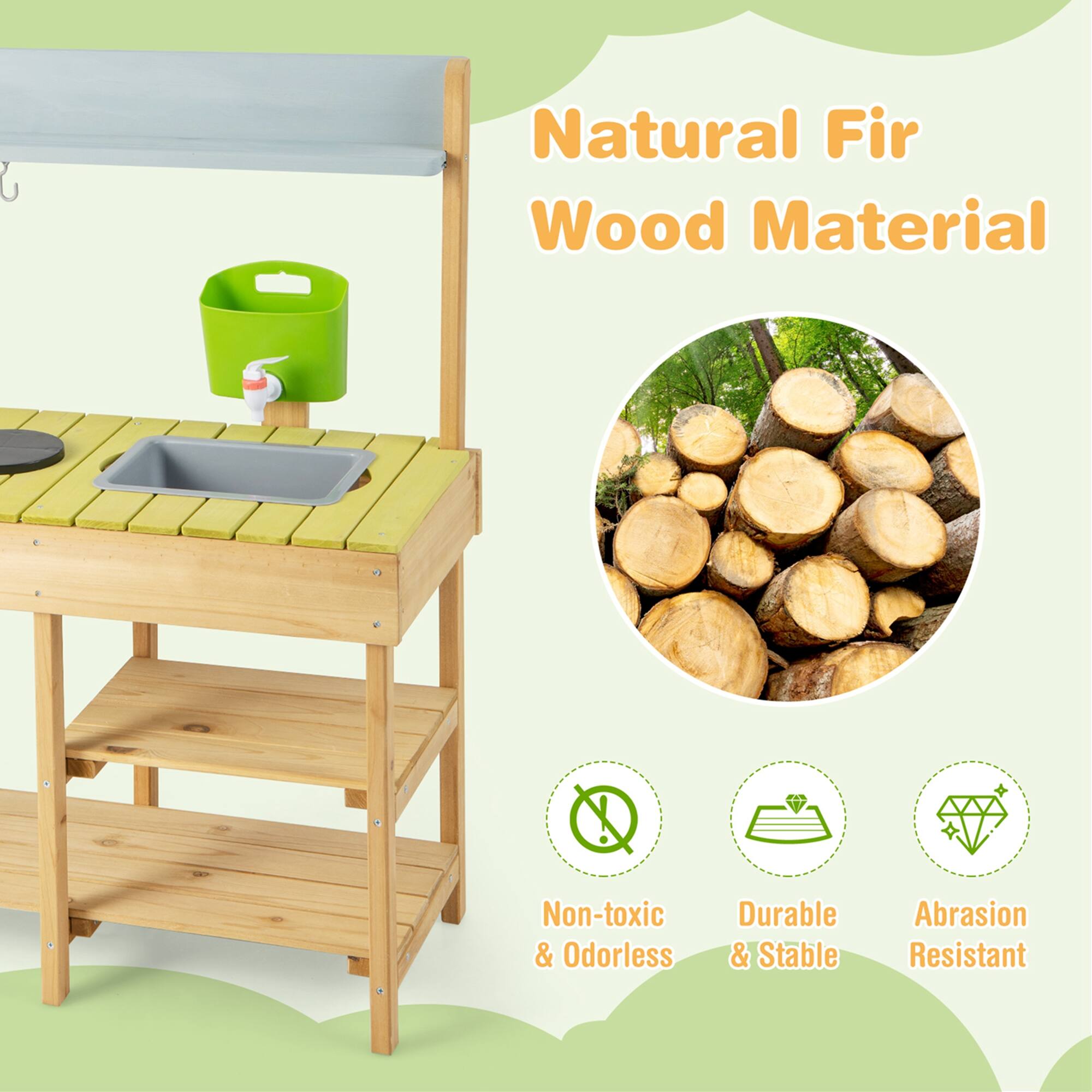 Natural Fir Wood Material

- Non-toxic & Odorless
- Durable & Stable
- Abrasion Resistant