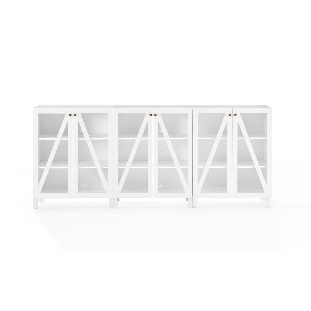 Alt View 3. Crosley Furniture - Cassai 3-Piece Media Sideboard Cabinet Set - 3 Storage Pantries - White.