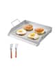 Front. VEVOR - Stainless Steel Griddle, 18x16 inch Universal Flat Top Rectangular Plate, Gas Grill Griddle for BBQ Grill, Teppanyaki - Silver.