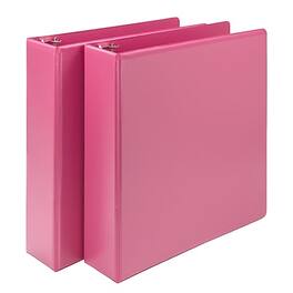 Samsill - Earth's Choice Plant-Based Durable 2" View Binders, 3-Ring , Made in USA Berry, 2/Pack - Pink