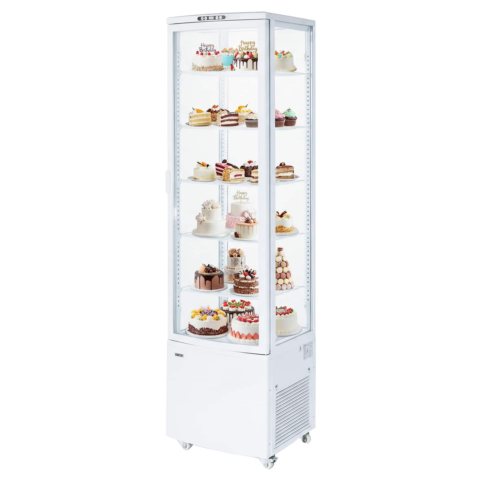 VEVOR - Refrigerated Display Case, 9.8 Cu.Ft./278L Large Pastry Display Case, 5-Tier Commercial Cake Refrigerator with LED - White
