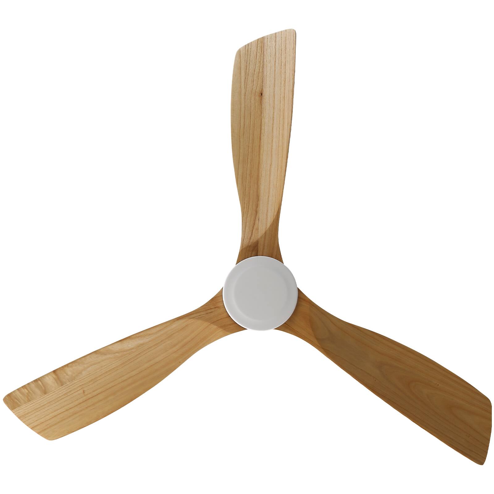 Alt View 1. Sofucor - 52'' Smart Ceiling Fan No Light Flush Mount Solid Wood Ceiling Fan w/ Voice & App & Remote Control for Bedroom/Farmhouse - White-Burley Wood.