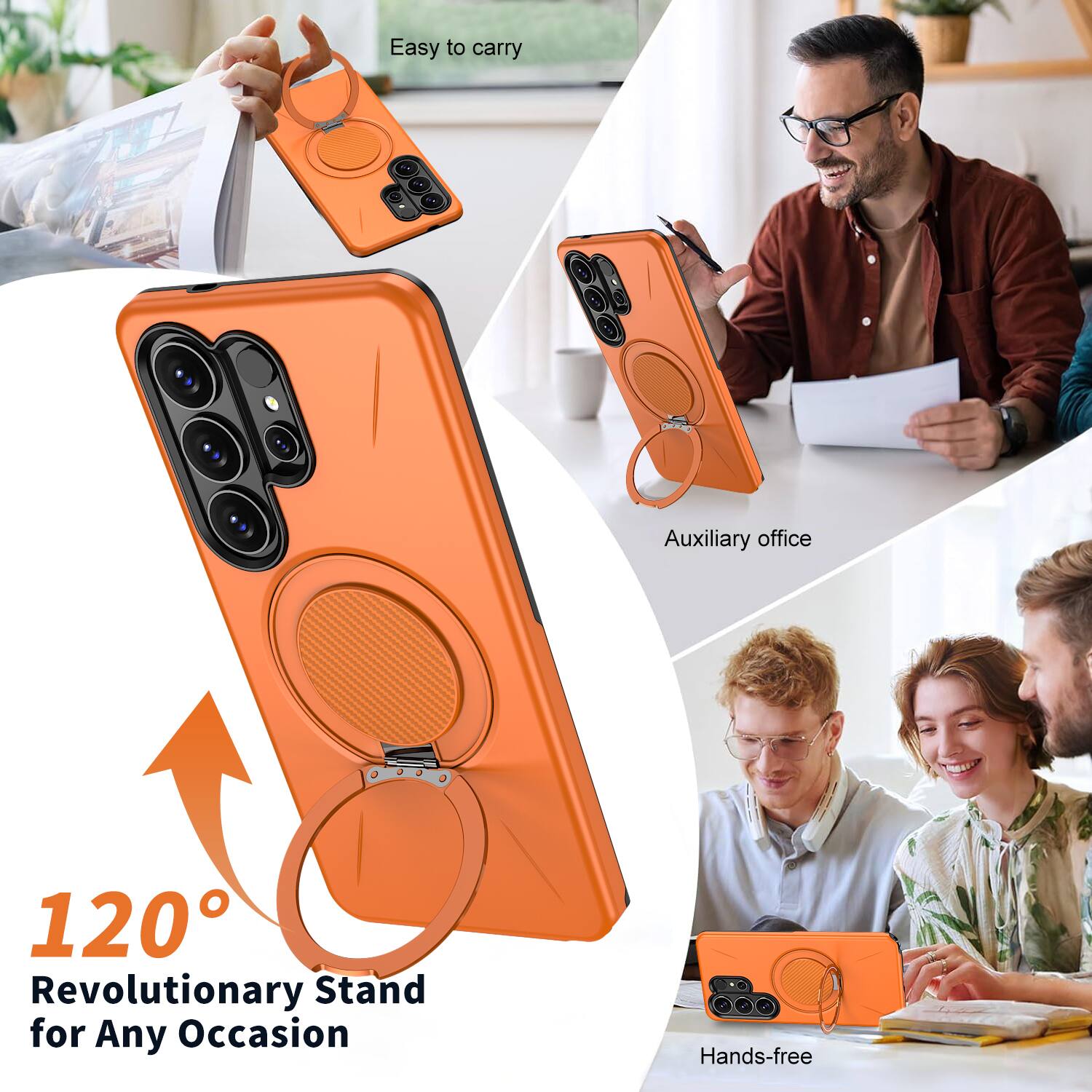 Easy to carry  
Auxiliary office  
120° Revolutionary Stand for Any Occasion  
Hands-free