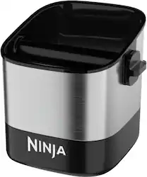 Ninja - Luxe Café Knock Box, Accessories for Espresso Machine, Non-slip Base, Holds 10 Double Shot Pucks - Silver - Front_Zoom