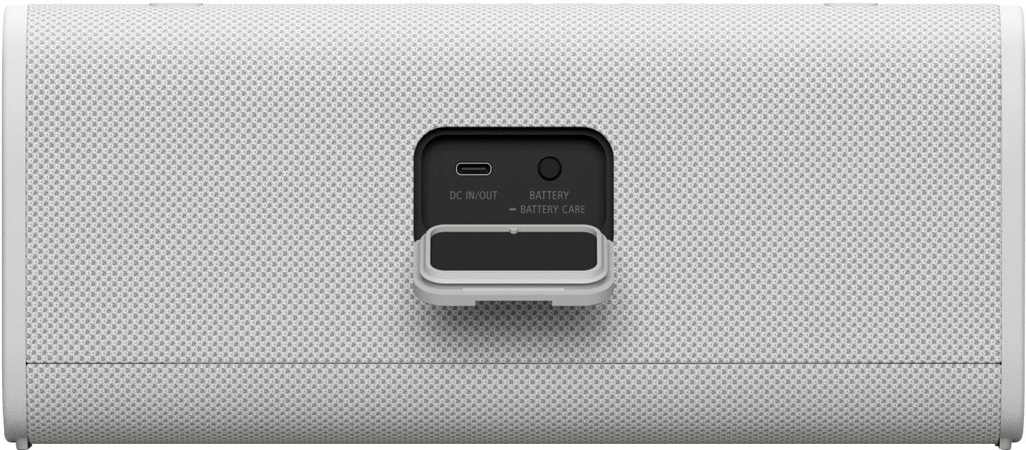 The text on the image reads "DC IN/OUT BATTERY - BATTERY CARE."