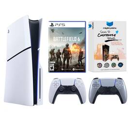 PlayStation 5 Slim Disc Bundle with Battlefield 6, MightySkins Code and Extra Controller - PlayStation 5