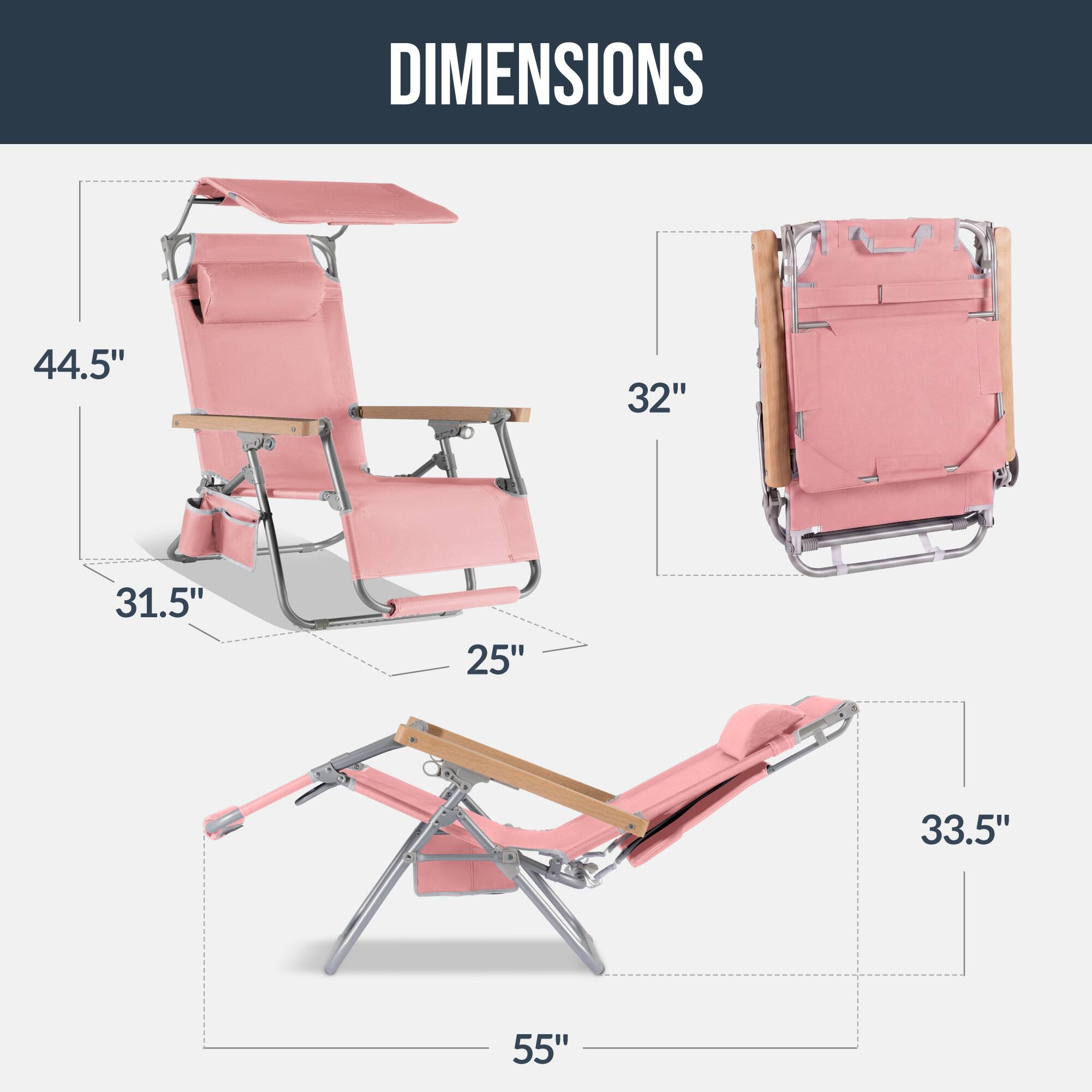 DIMENSIONS

44.5"  
32"  
31.5"  
25"  
33.5"  
55"