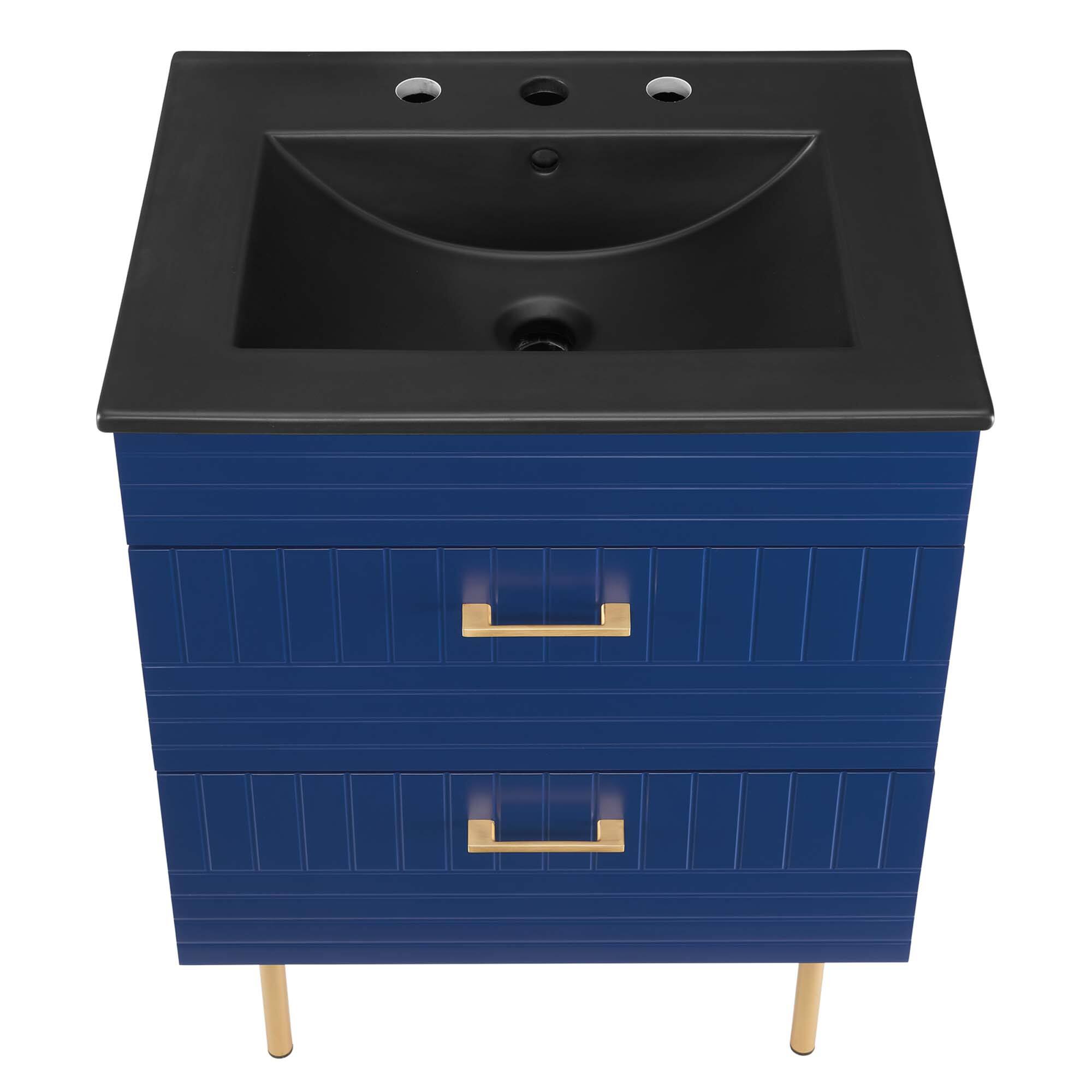 Alt View 4. Modway - Daybreak Bathroom Vanity Basin Included by Modway - Blue Black.
