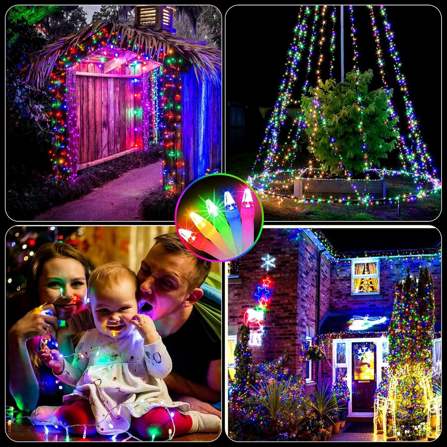 Alt View 6. Wikistore - WIKISTORE 300LED 100FT Christmas String Lights 8 Modes Connectable with Timer Memory Multicolor.