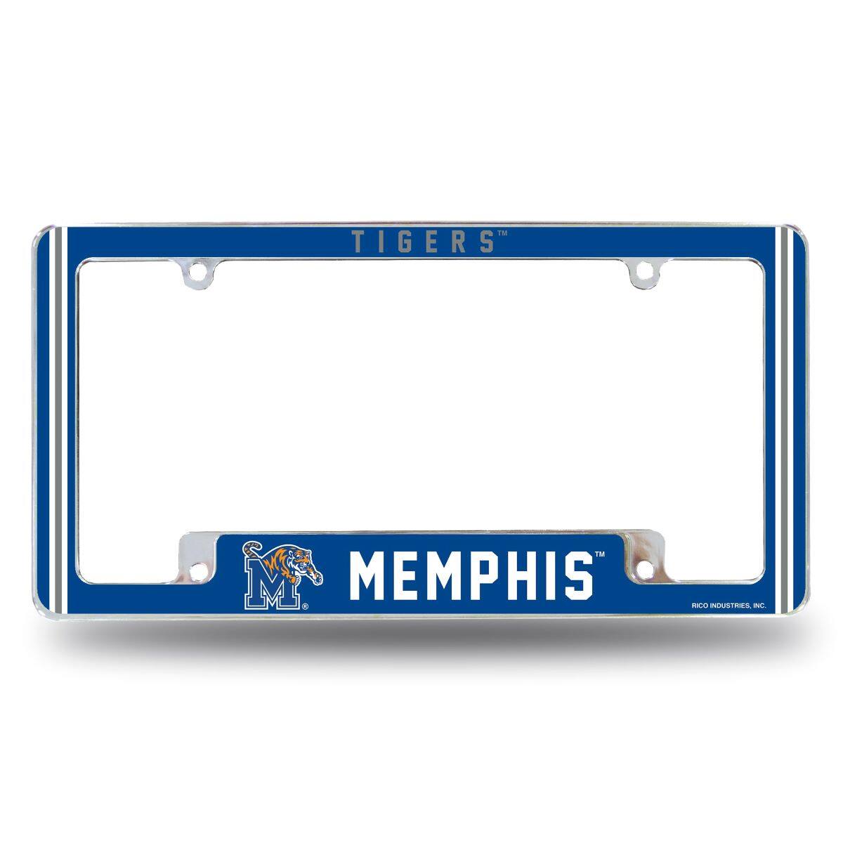Rico Industries - Memphis Tigers Chrome Metal License Plate Frame with Full Frame Team Color Graphics - Multi