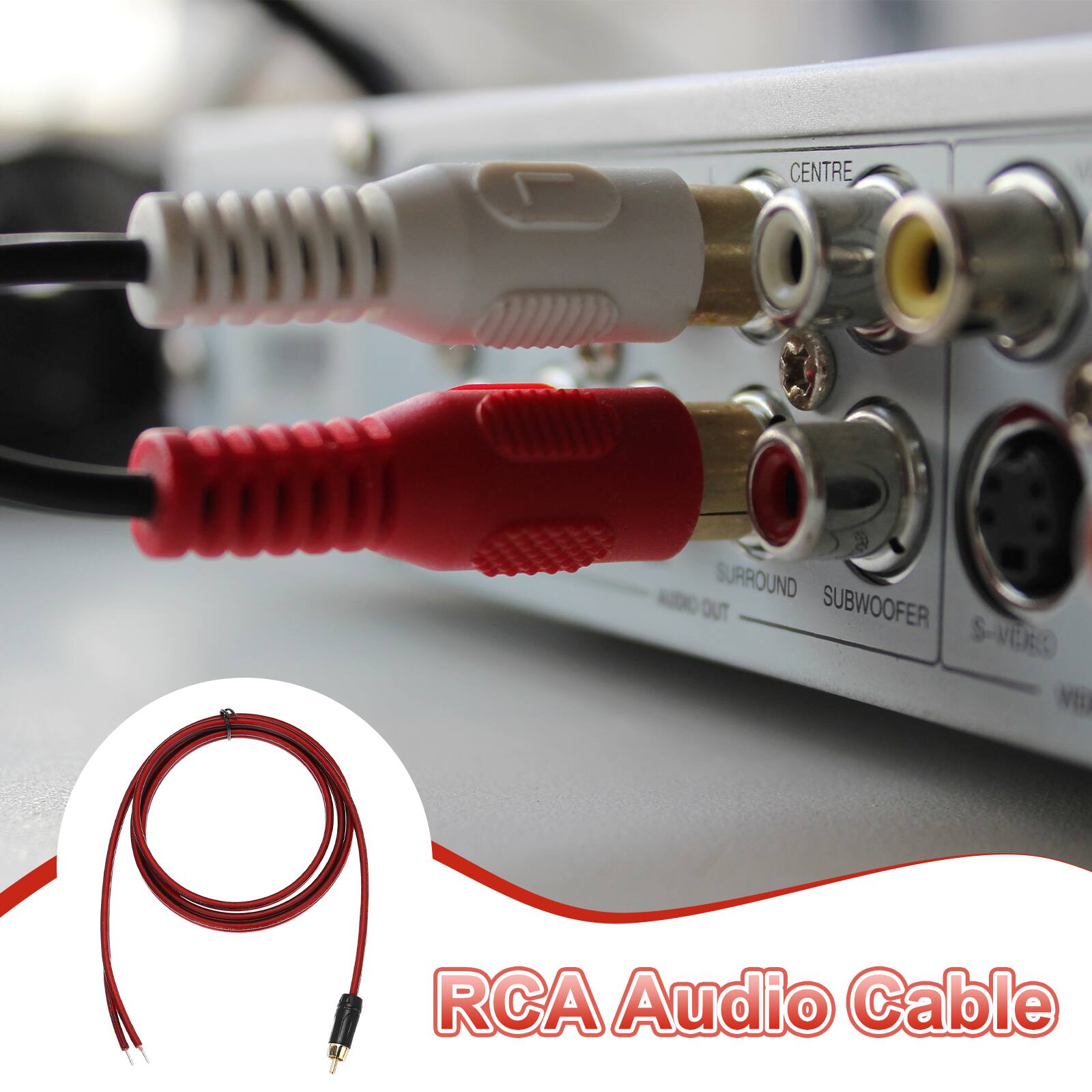 CENTRE SURROUND SUBWOOFER S-VIDEO RCA Audio Cable