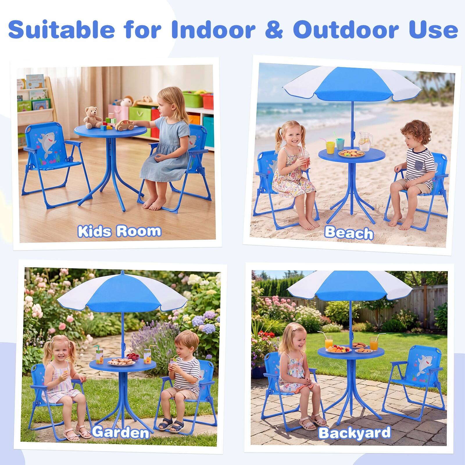 Suitable for Indoor & Outdoor Use

Kids Room  
Beach  
Garden  
Backyard