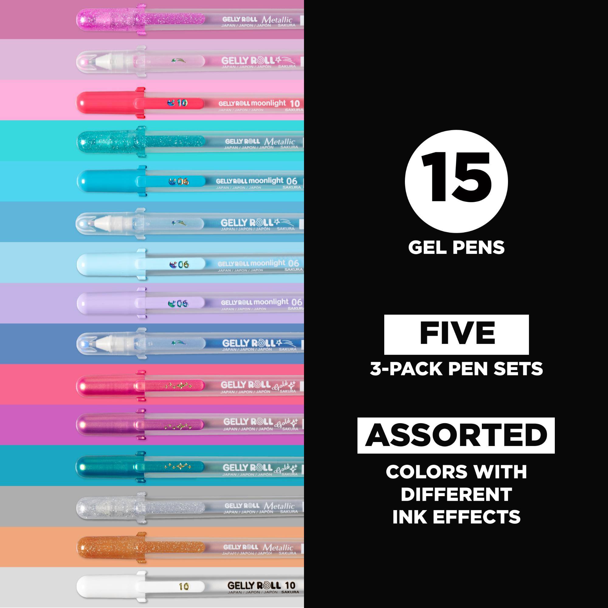 GELLY ROLL Metallic MIRMN JAPON SAKURA  
GELLY ROLL JAPAN JAPCIN ULICAL SAKURA  
GELLY ROLL moonlight 10 JUARY SAXIRA  
GELLY ROLL Metallic ARPANI JAPCAL SAKURA  
GELLY ROLL moonlight 06 LIAPAN JAPON SAKURA  
GELLY ROLL JAPAN JAPON JAPN SAKURA  
15  
GELLY ROLL moonlight 06 JAPAN LLACA SAKURA  
GEL PENS  
GELLY ROLL moonlight 06 JAPAIN JAPON: LUERON SAKUR  
GELLY ROLL JAPAIN BAPON JAPON GELLY ROLL JAPAN JAPON JAPN SAKURA  
FIVE 3-PACK PEN SETS  
GELLY ROLL JAPAN JIAPN SAKURA  
GELLY ROLL JAPAIN JAPON  
GELLY ROLL Metallic JAPAN/JAPON+JAPN SAKURA  
ASSORTED COLORS WITH DIFFERENT INK EFFECTS  
GELLY ROLL Metallic AGPIC