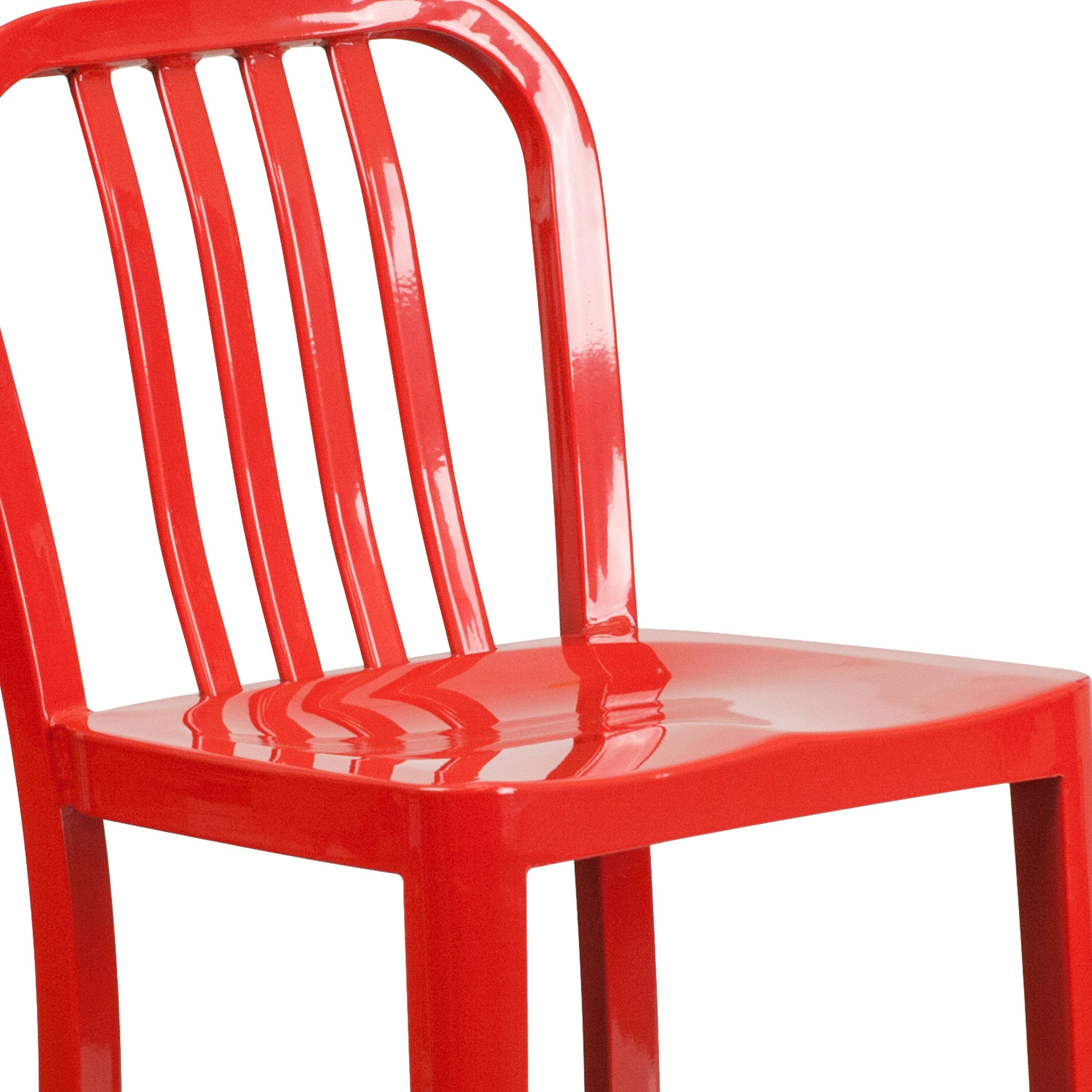 Alt View 8. Emma + Oliver - Commercial Grade 24"H Colorful Metal Indoor-Outdoor Vertical Slat Counter Stool - Red.