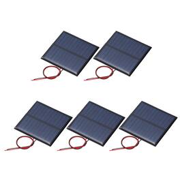 Unique Bargains - 5pcs 5.5V 0.33W 60mA Mini Solar Panels, Polycrystalline Solar Cell with Cable for DIY Toy Charger - Black