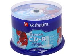Verbatim - 700MB 52X CD-R Silver Inkjet Printable 50 Packs Spindle Disc Model 95005