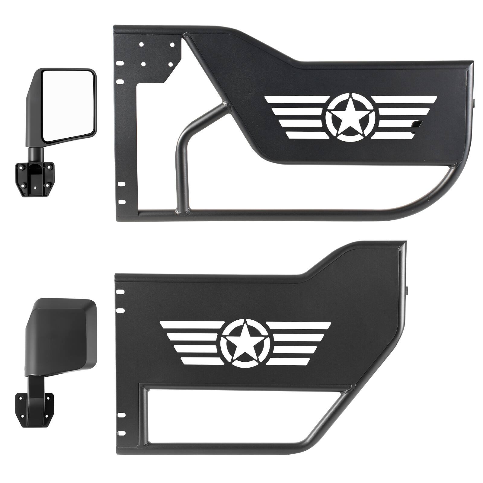 Alt View 5. VEVOR - Jeep Tube Doors, 4-Door, Compatible with 2018-2026 Jeep Wrangler JL JLU & Gladiator JT 4XE, Steel Off Road Front - Black.