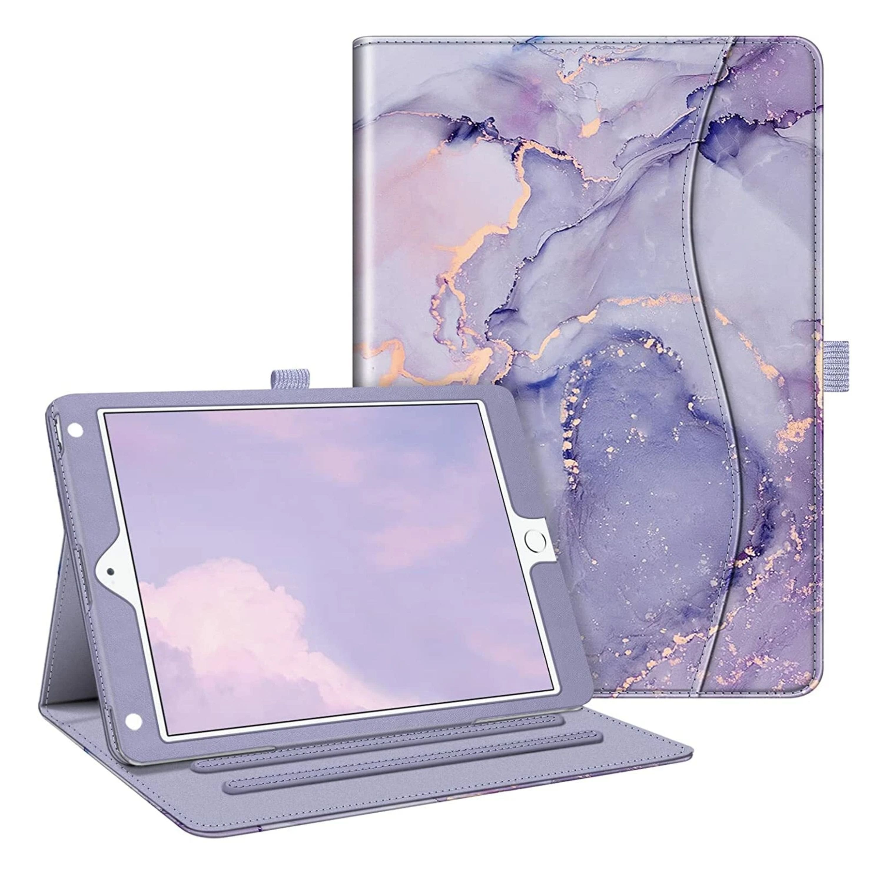 Kitcheniva - Leather Folio Cover Case For iPad 5th/iPad 6th/iPad Air 1st/iPad Air 2 - Lilac Marble