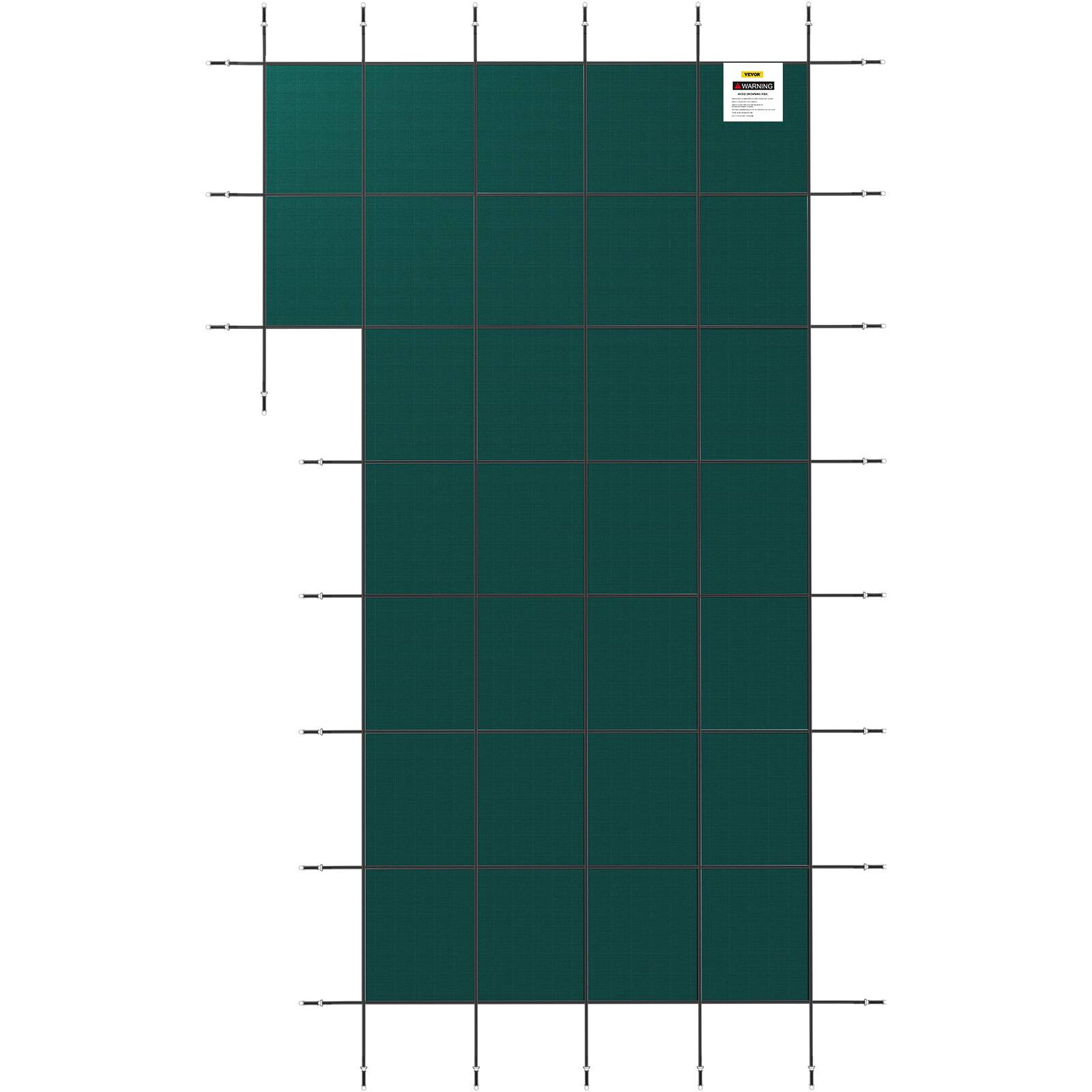 Alt View 5. VEVOR - 18 ft x 34 ft Rectangular Winter Pool Cover with Left Step,  Triple Stitched, High Strength Mesh PP Material - Green.