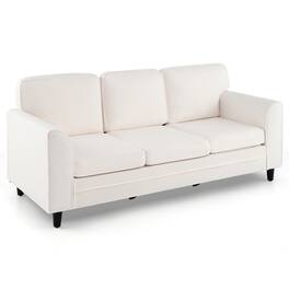 Pefilos - Upholstered Teddy Velvet 3-Seat Sofa with Comfy Back Pillows, Spacious Sofa - White